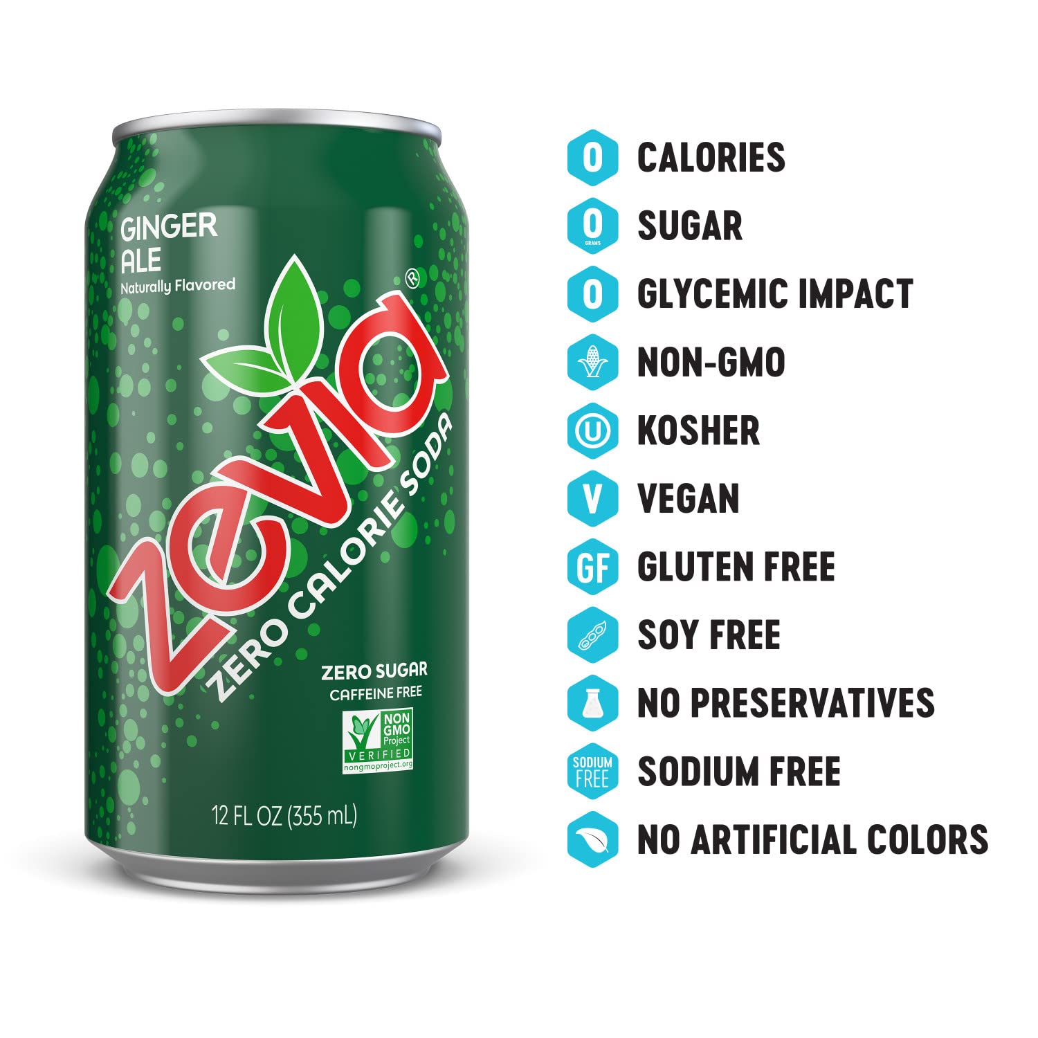 Zevia Zero Calorie Soda， Ginger Ale， 12 Ounce Cans (Pack of 20) - Image 9